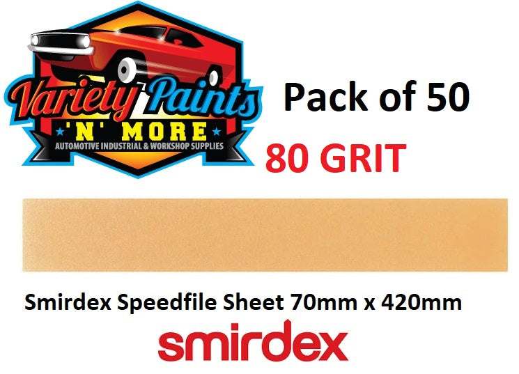 Smirdex 80 Grit Speedfile PAPER Sheet 70mm x 42mm PACK OF 50