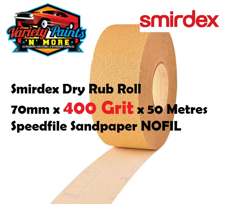 Smirdex Dry Rub Roll 70mm x 400 Grit x 50 Metres Speedfile Sandpaper NOFIL