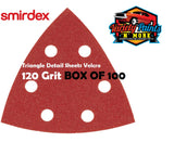 Smirdex Triangle 120 Grit BOX OF 100 Detail Sanding Sheets 95 x 95 x 95mm 