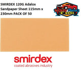 Smirdex Adalox 115mm x 230mm x 120 Grit Sandpaper Sheet Pack of 50