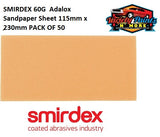 Smirdex Adalox 115mm x 230mm x 60 Grit Sandpaper Sheet Pack of 50