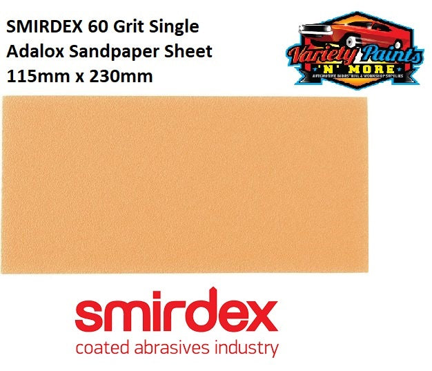 SMIRDEX 60 Grit Single Adalox Sandpaper Sheet 115mm x 230mm
