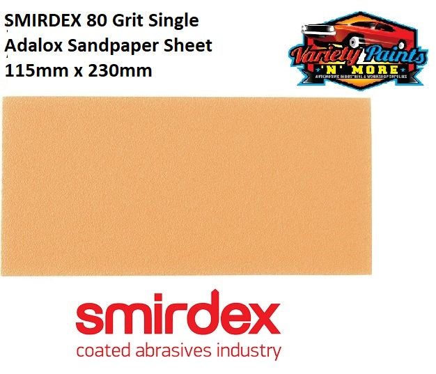 SMIRDEX 80 Grit Single Adalox Sandpaper Sheet 115mm x 230mm