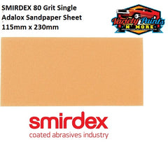 SMIRDEX 80 Grit Single Adalox Sandpaper Sheet 115mm x 230mm