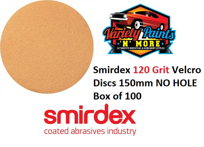 Smirdex 120 Grit Velcro Discs 150mm NO HOLE Box of 100