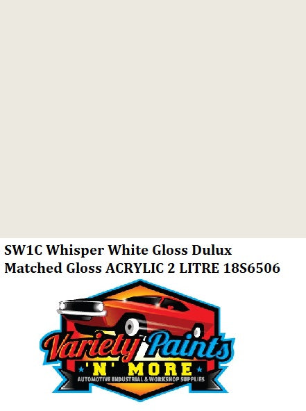 SW1C Whisper White Gloss Dulux Matched Gloss ACRYLIC 2 LITRE 18S6506