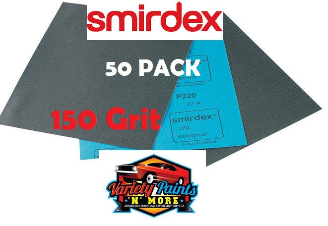 Smirdex Wet & Dry Sandpaper 150 Grit Pack of 50 Sheets