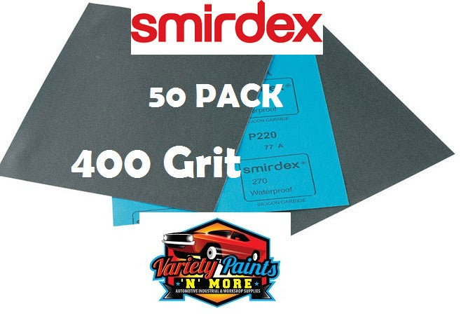 Smirdex Wet & Dry Sandpaper 400 Grit Pack of 50 Sheets