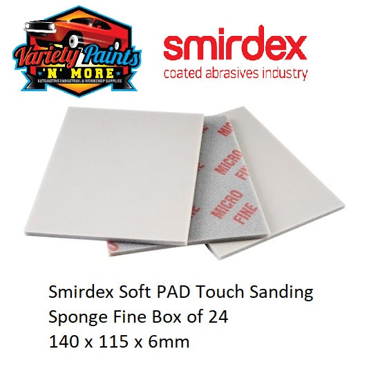 Smirdex Soft PAD Touch Sanding Sponge Fine Box of 24 140 x 115 x 6mm