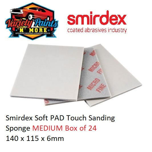 Smirdex Soft PAD Touch Sanding Sponge MEDIUM Box of 24 140 x 115 x 6mm 320 GRIT