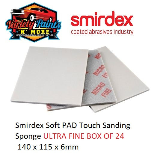 Smirdex Soft PAD Touch Sanding Sponge ULTRA Fine Box of 24 140 x 115 x 6mm