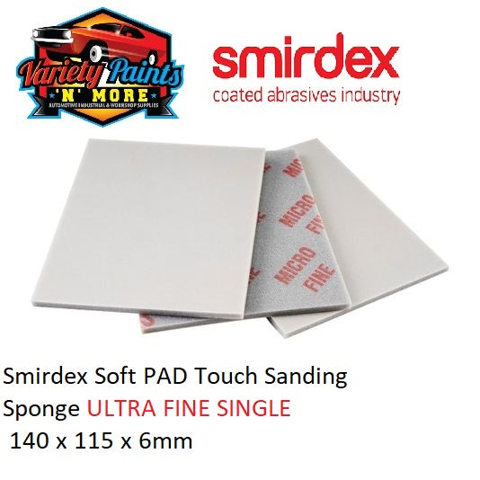 Smirdex Soft PAD Touch Sanding Sponge ULTRA Fine SINGLE 140 x 115 x 6mm