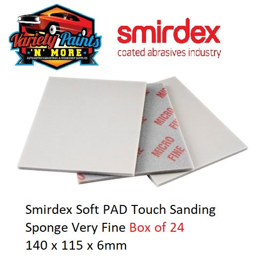 Smirdex Soft PAD Touch Sanding Sponge Very Fine Box of 24 140 x 115 x 6mm