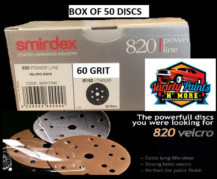 Smirdex 60 Grit Velcro Discs 150mm NO HOLE Box of 50