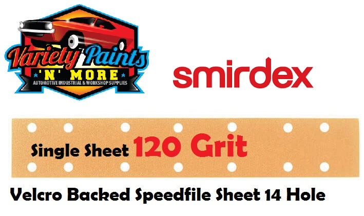 Smirdex SINGLE VELCRO 120 Grit Speedfile Sheets 70mm x 42mm 14 HOLES