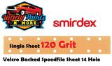 Smirdex SINGLE VELCRO 120 Grit Speedfile Sheets 70mm x 42mm 14 HOLES 