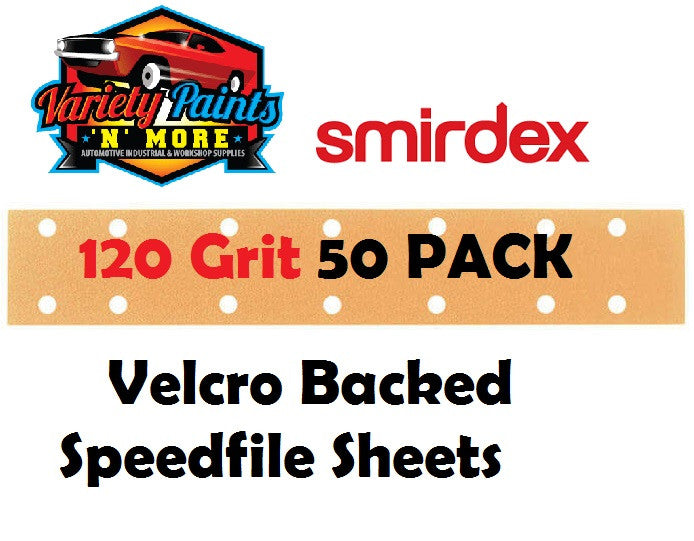 Smirdex 120 Grit Velcro Speedfile Sheets PACK OF 50 70mm x 42mm 14 HOLES