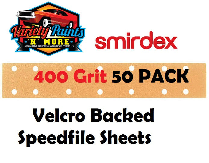 Smirdex 400 Grit Velcro Speedfile Sheets PACK OF 50 70mm x 42mm 14 HOLES