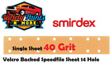 Smirdex SINGLE VELCRO 40 Grit Speedfile Sheets 70mm x 42mm 14 HOLES