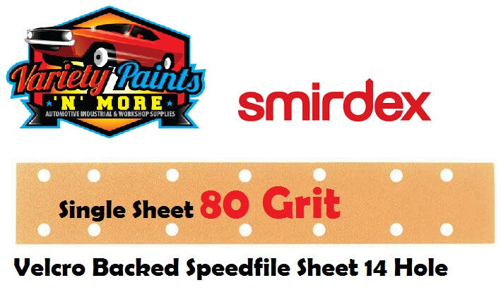 Smirdex SINGLE VELCRO 80 Grit Speedfile Sheet 70mm x 42mm 14 HOLES