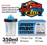 Speedy Cups box of 50 125um Filtered Lids & Caps 350ml Solvent