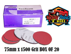 Sunfoam Foam Velcro Disc 1500grit x 75mm Box of 20