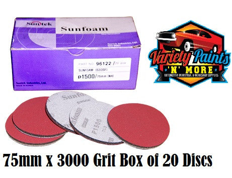 Sunfoam Foam Velcro Disc 3000grit x 75mm Box of 20