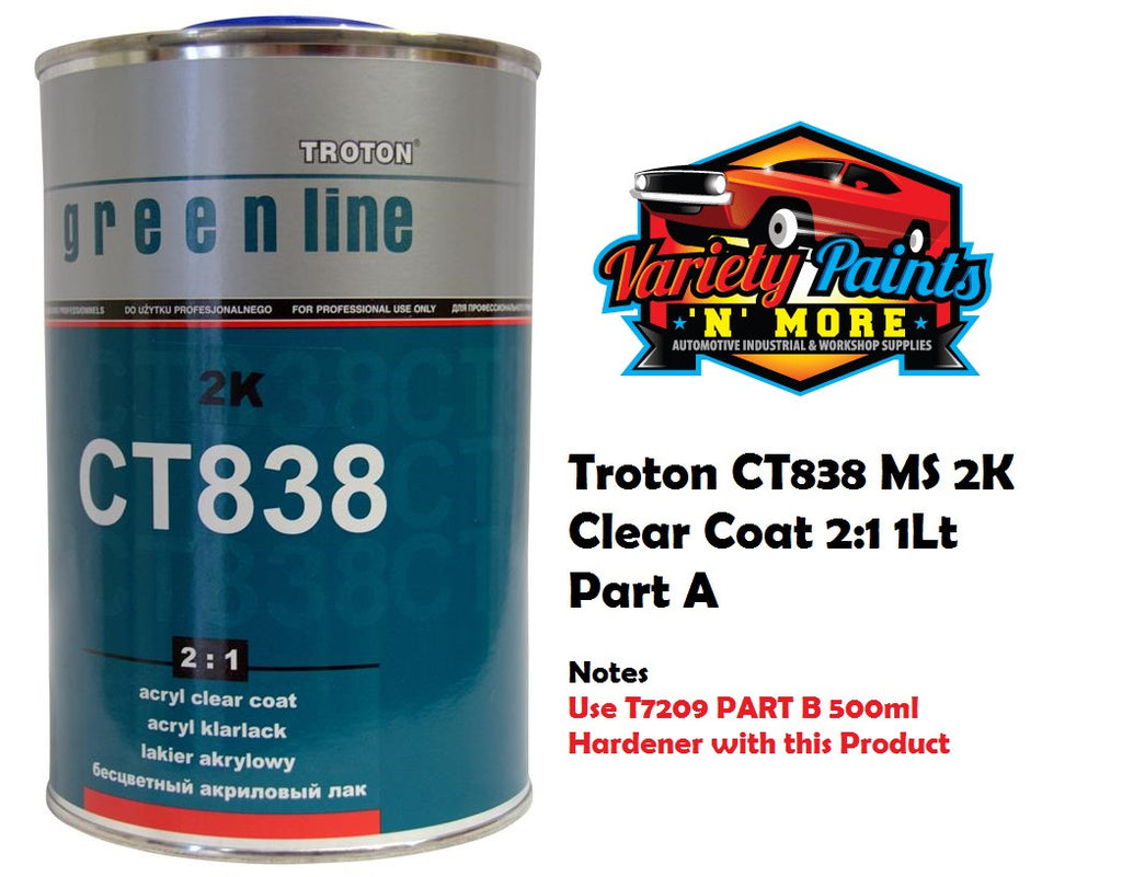 Troton CT838 MS 2K Clear Coat Kit 1.5 Litre Part A & B