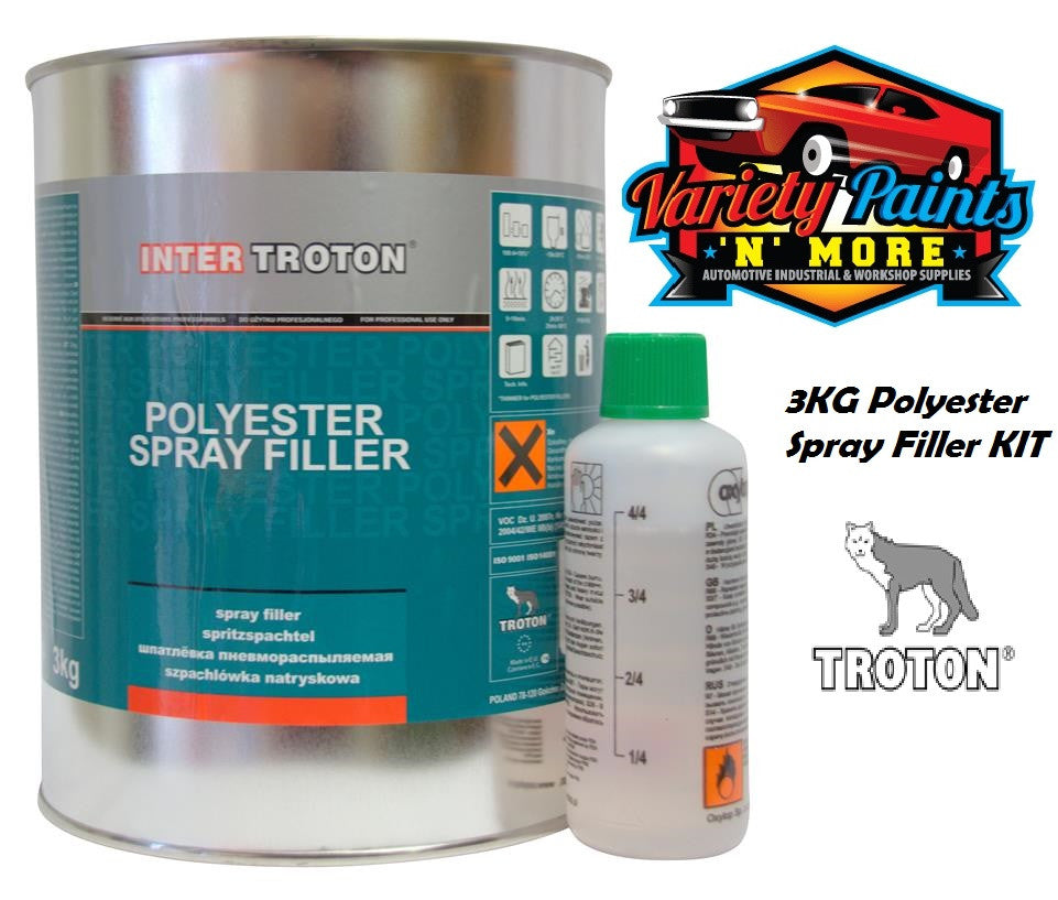 Troton Polyester Hi Build Spray Filler 3kg KIT