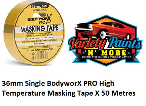 36mm Single BodyworX PRO High Temperature Masking Tape X 50 Metres