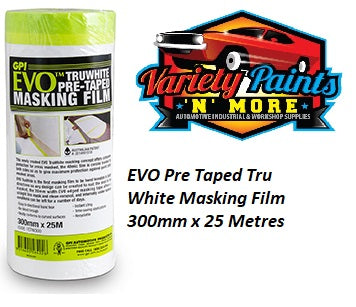 EVO Pre Taped Tru White Masking Film 300mm x 25 Metres 