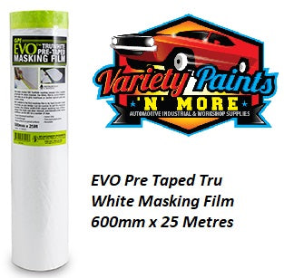 EVO Pre Taped Tru White Masking Film 600mm x 25 Metres