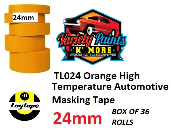 Loy Tape Orange 24mm High Temperature Masking Tape BOX OF 36 ROLLS