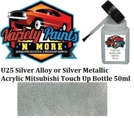 U25 Silver Alloy or Silver Metallic Acrylic Mitsubishi Touch Up Bottle 50ml