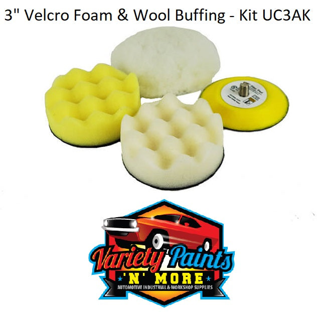 3" Velcro Foam & Wool Buffing - Kit UC3AK