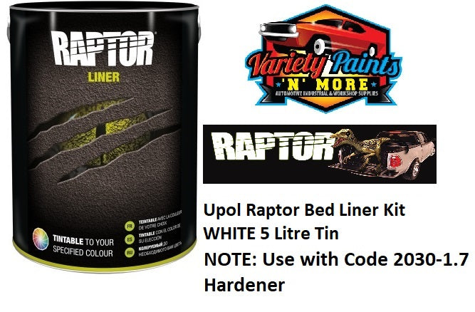 Upol Raptor Bed Liner Kit W351 WHITE 5 Litre Tin