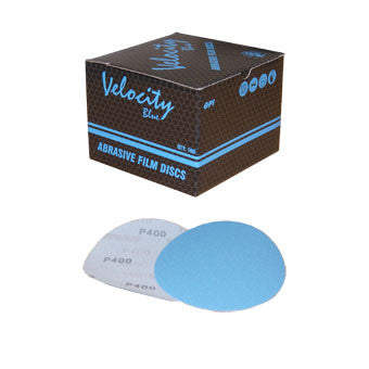Velocity 320G Box 100 Velcro Blue Film Disc 6 Hole 150mm
