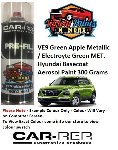 VE9 Green Apple Metallic / Electroyte Green MET. Hyundai Basecoat Aerosol Paint 300 Grams