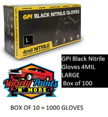 GPI Black Nitrile Gloves 4MIL Large Box of 100 BOX OF 10 