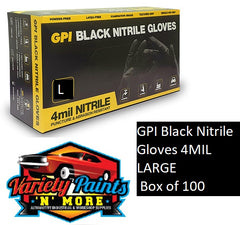 GPI Black Nitrile Gloves 4MIL Large Box of 100