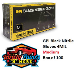 GPI Black Nitrile Gloves 4MIL Medium Box of 100