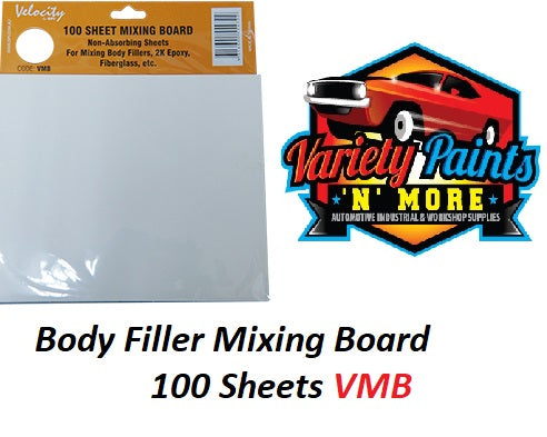 Velocity Body Filler Mixing Board - White with 100 Sheets