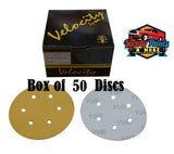 Velocity 80 Grit Box of 50 Velcro Paper Disc 6 Hole 150mm