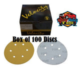Velocity 180 Grit Box of 100 Velcro Paper Disc 6 Hole 150mm