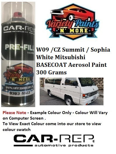 W09 /CZ Summit / Sophia White Mitsubishi BASECOAT Aerosol Paint 300 Grams