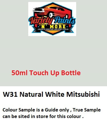 W31 Mitsubishi Natural White Acrylic Touch Up Paint 50ml Bottle With Brush
