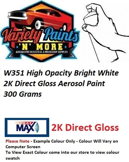W351 High Opacity Bright White 2K Direct Gloss Aerosol Paint 300 Grams