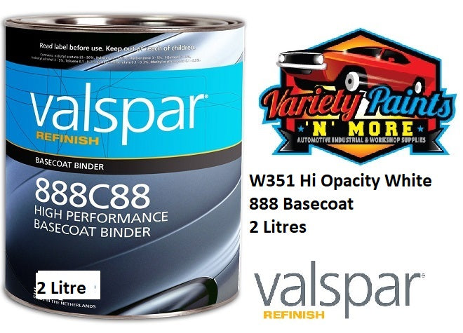 W351 Hi-Opacity White Base Valspar 2 litre Performance Basecoat Paint Mix 888