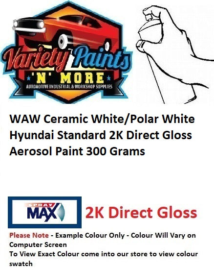 WAW / PYW Ceramic White/Polar White Hyundai Standard 2K Direct Gloss Aerosol Paint 300 Grams