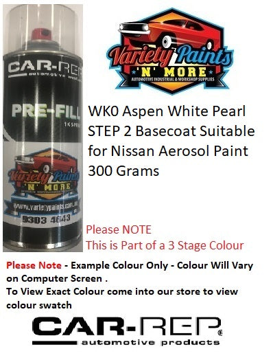 WK0 Aspen White Pearl STEP 2 Basecoat Suitable for Nissan Aerosol Paint 300 Grams